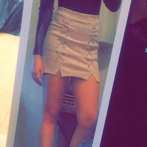 Suede mini skirt